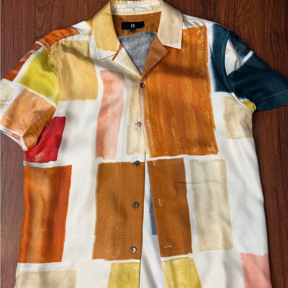 Banana Republic silk Orange and Cream Collared Shirt